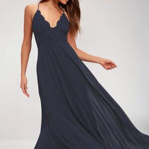 Lulus | Navy Blue Lace Maxi Dress
